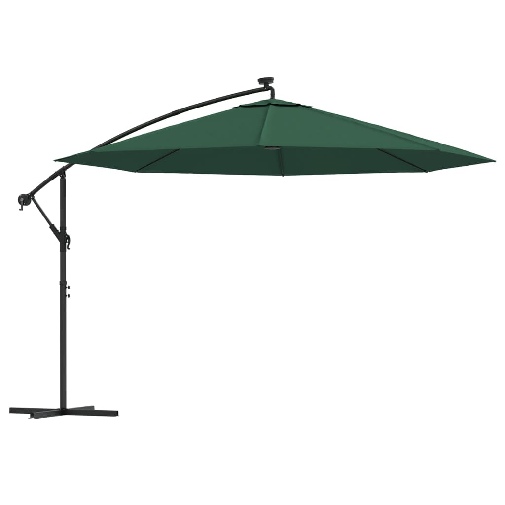 Vidaxl - Sonnenschirm mit LED-Beleuchtung und Metallstange, 350 cm, Grün