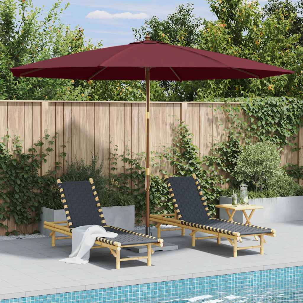 VidaXL Sonnenschirm mit Holzstange 350 cm Bordeauxrot