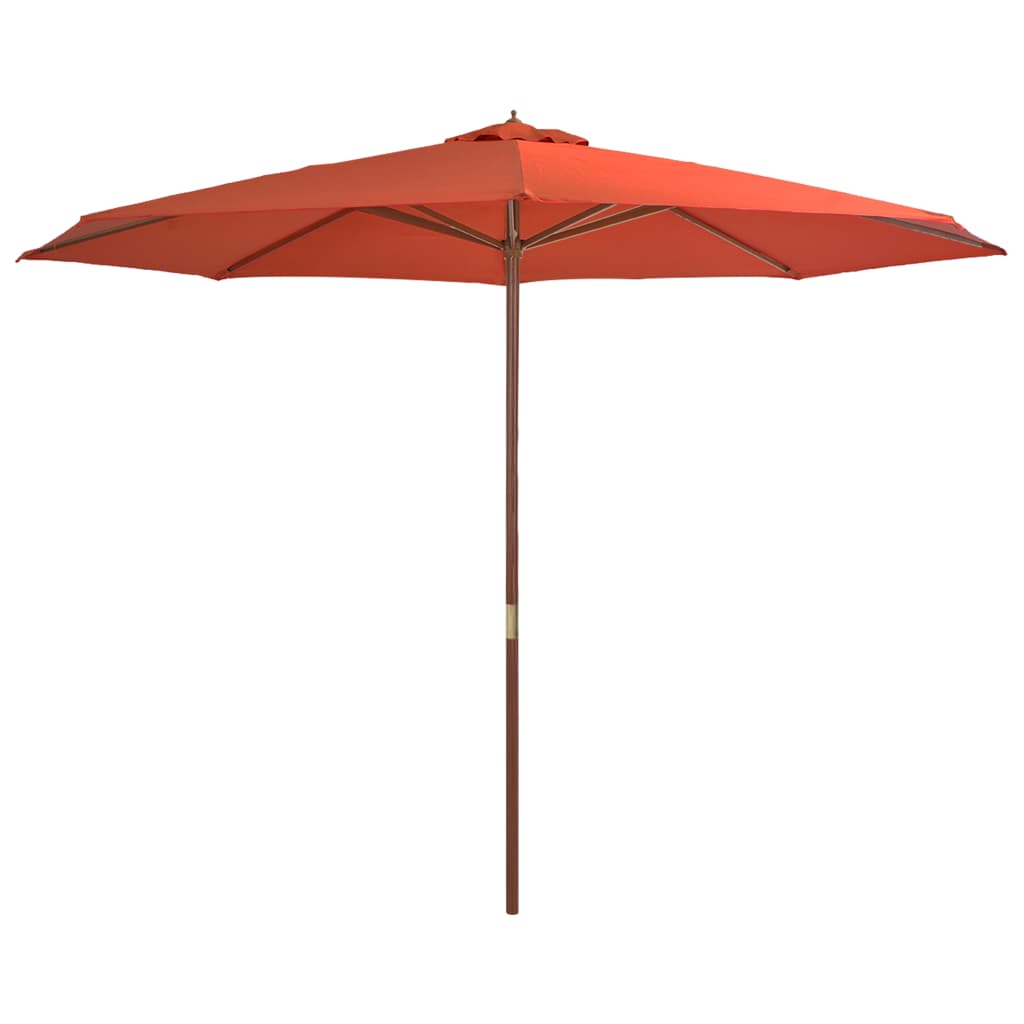 Vidaxl -Sonnenschirm mit Holzstange 350 cm Terrakotta -gelöscht