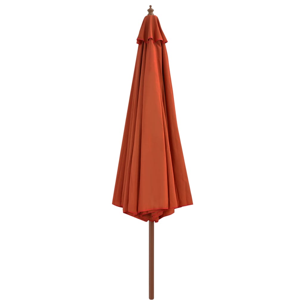 Vidaxl -Sonnenschirm mit Holzstange 350 cm Terrakotta -gelöscht