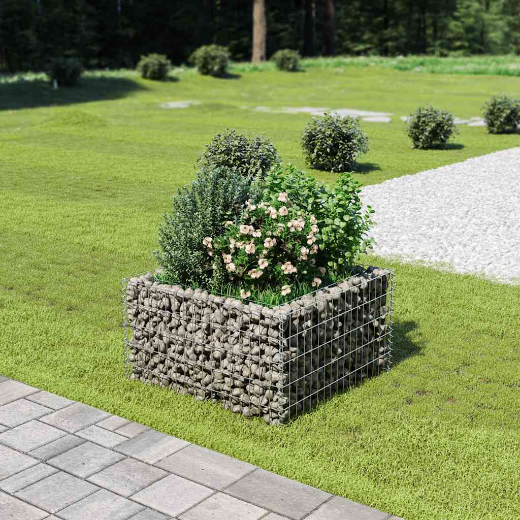 Vidaxl Gabionen-Pflanzer erhöht 90 x 90 x 50 cm aus verzinktem Stahl