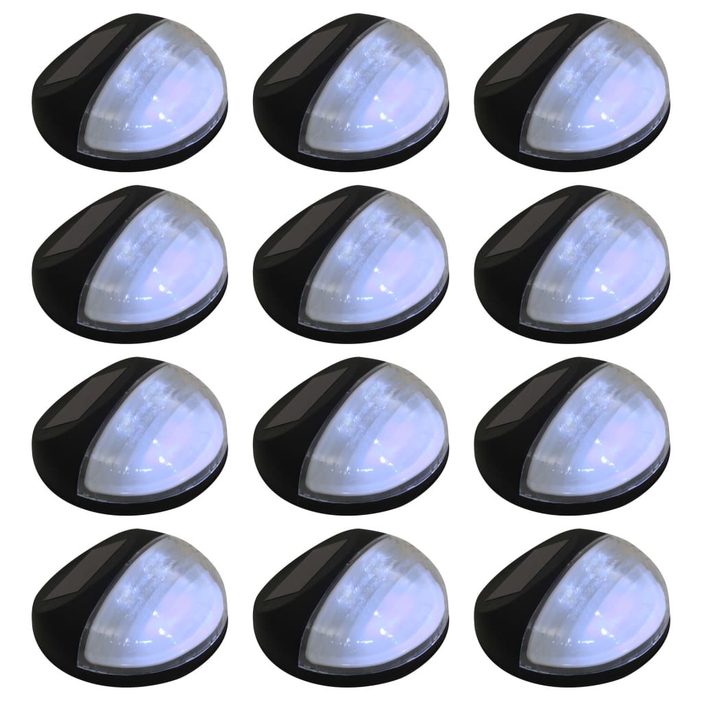 VidaXL LED-Solarwandleuchten, rund, schwarz, 12 Stück