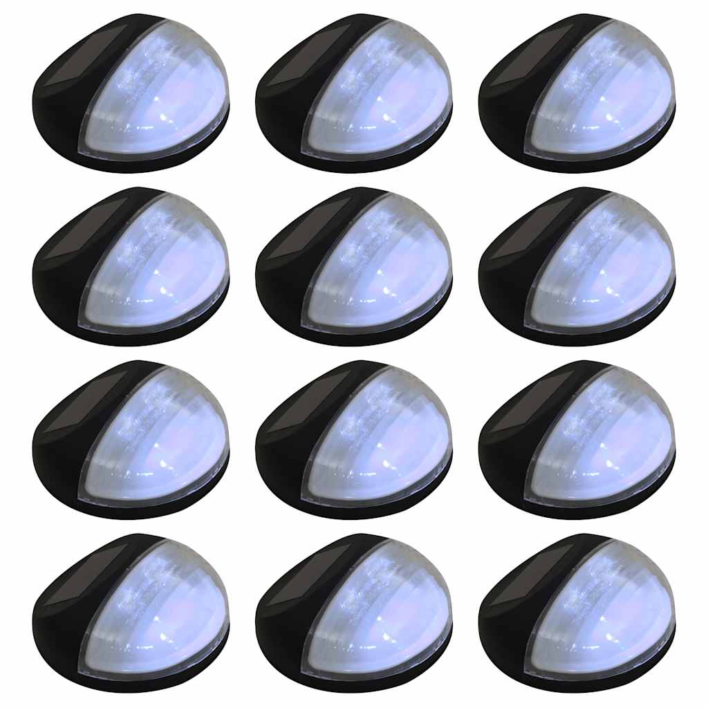 Vidaxl led-wandlampen solar rond zwart 12 st