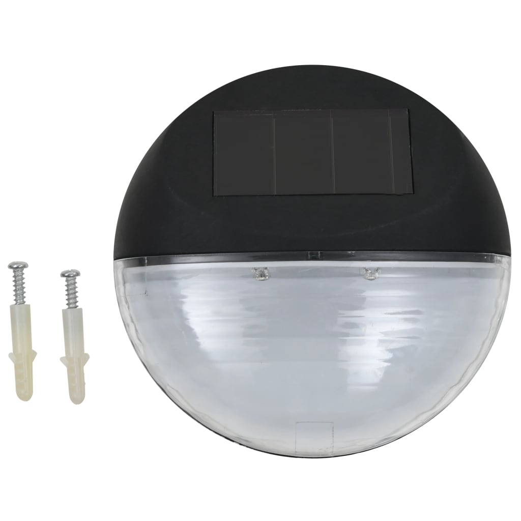 VidaXL LED-Solarwandleuchten, rund, schwarz, 12 Stück
