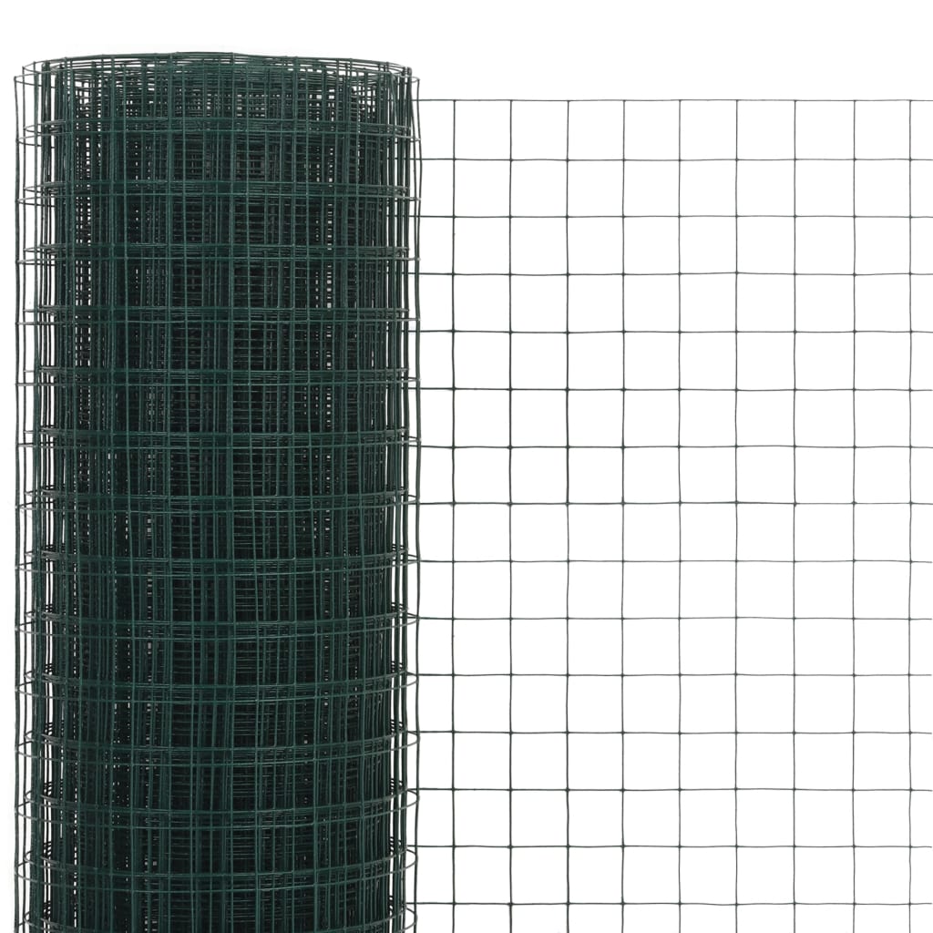 VidaXL Hühnerdraht 10x0,5 m Stahl mit PVC-Beschichtung Grün