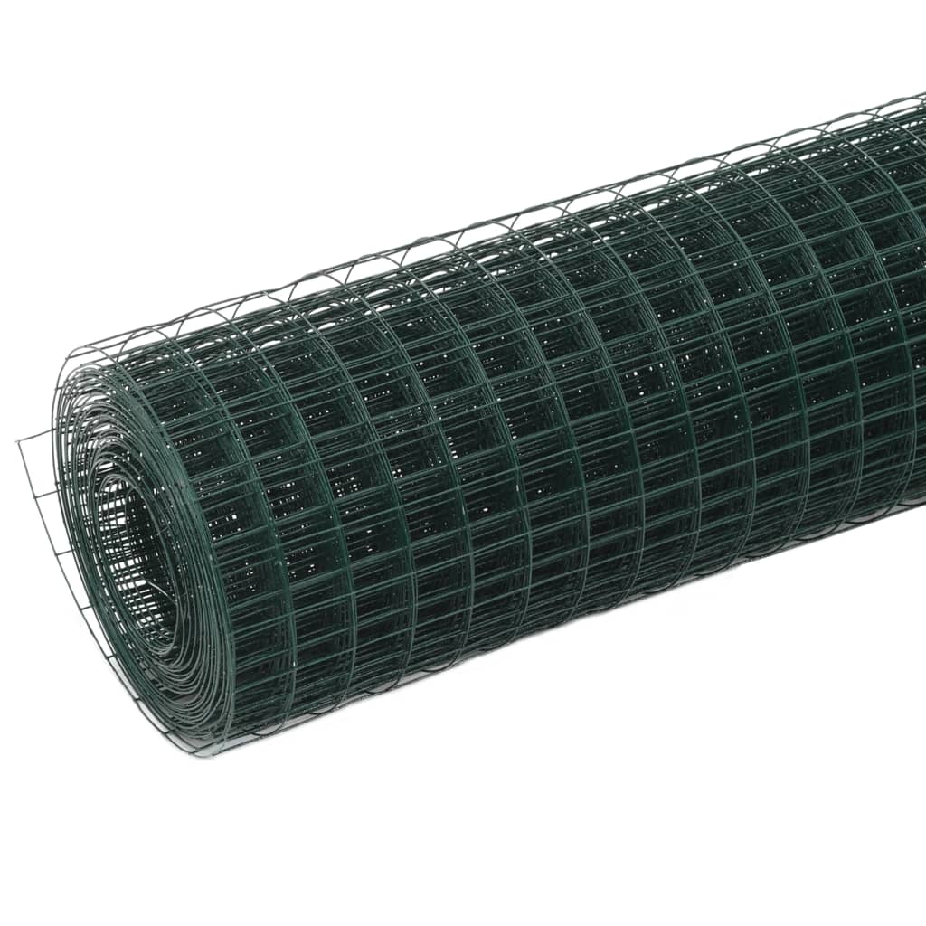 VidaXL Hühnerdraht 25x0,5 m Stahl mit PVC-Beschichtung Grün