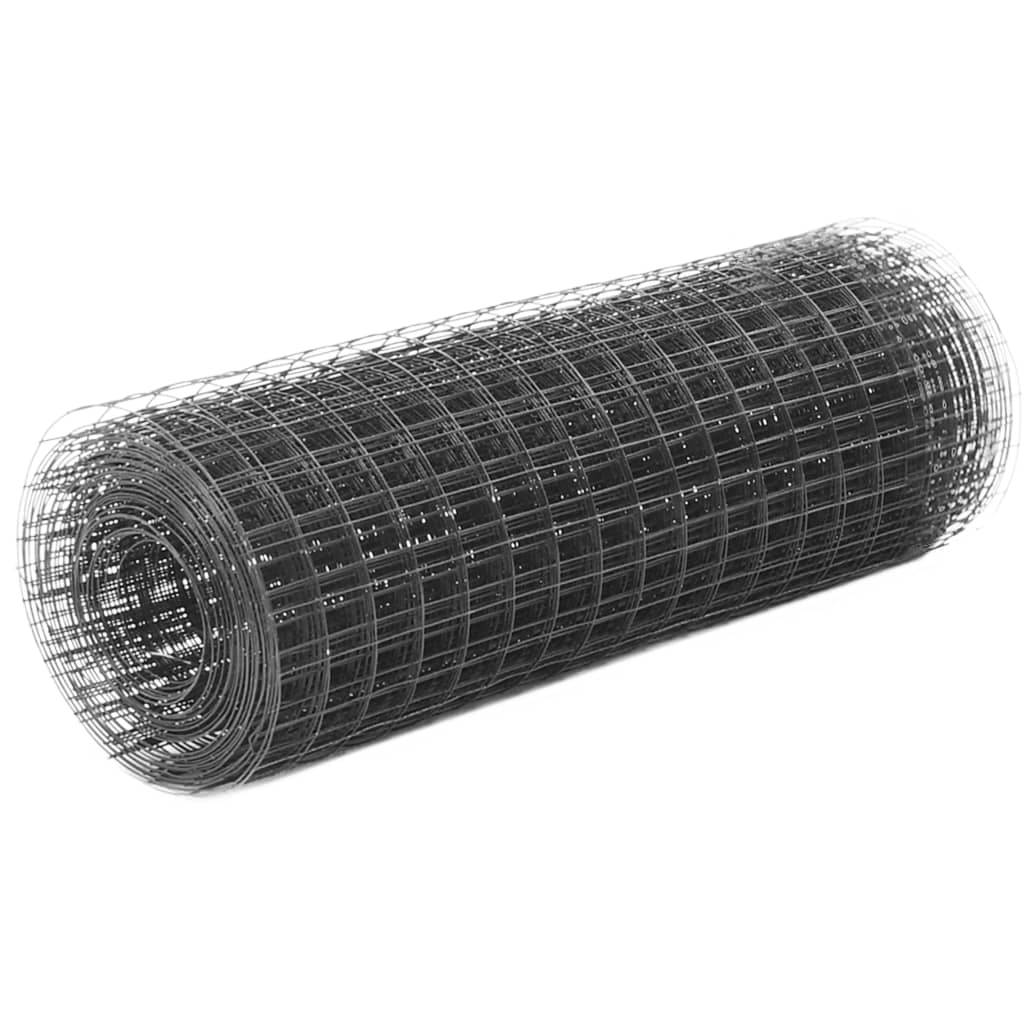 VidaXL Hühnerdraht 25x0,5 m Stahl mit PVC-Beschichtung Grau
