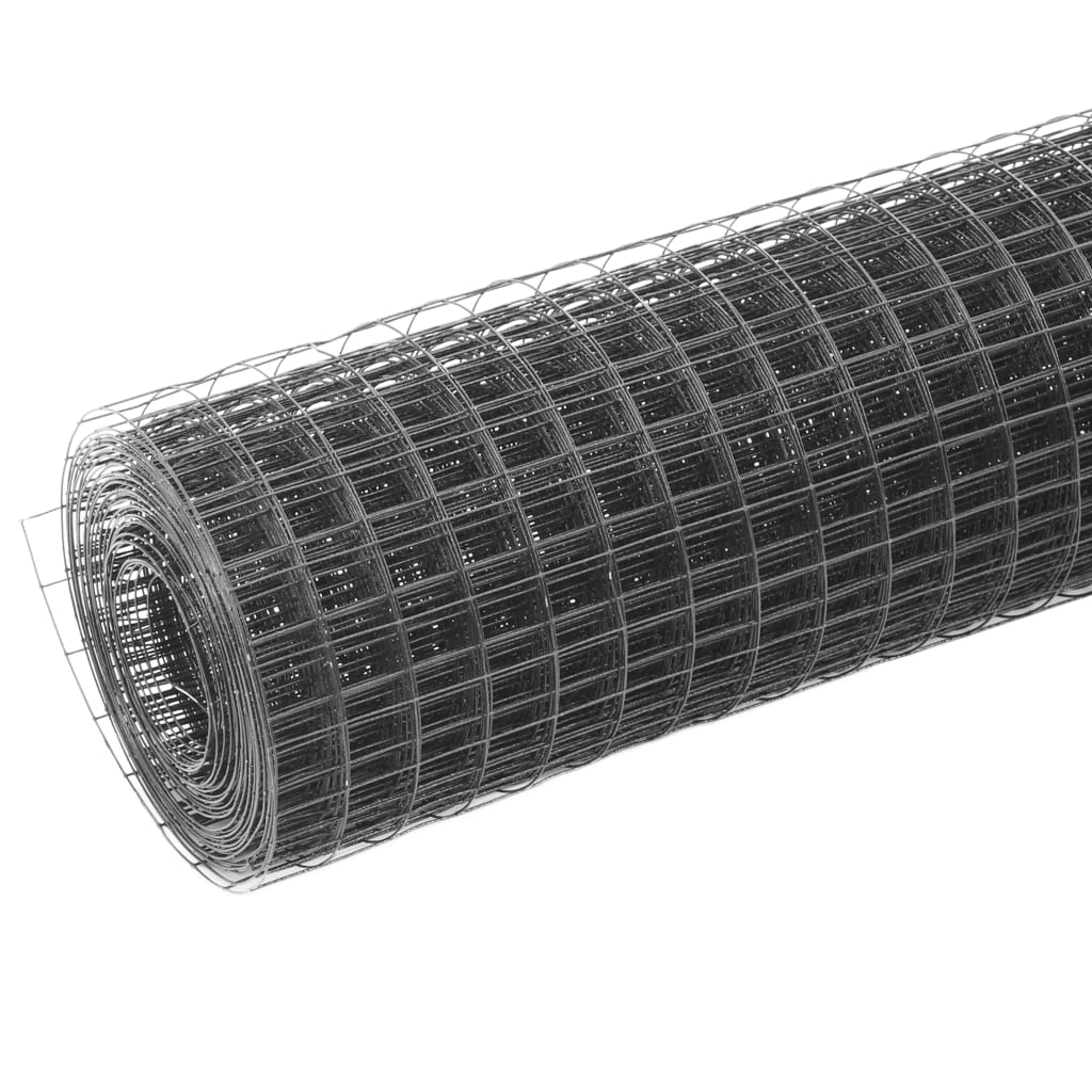 VidaXL Hühnerdraht 25x0,5 m Stahl mit PVC-Beschichtung Grau