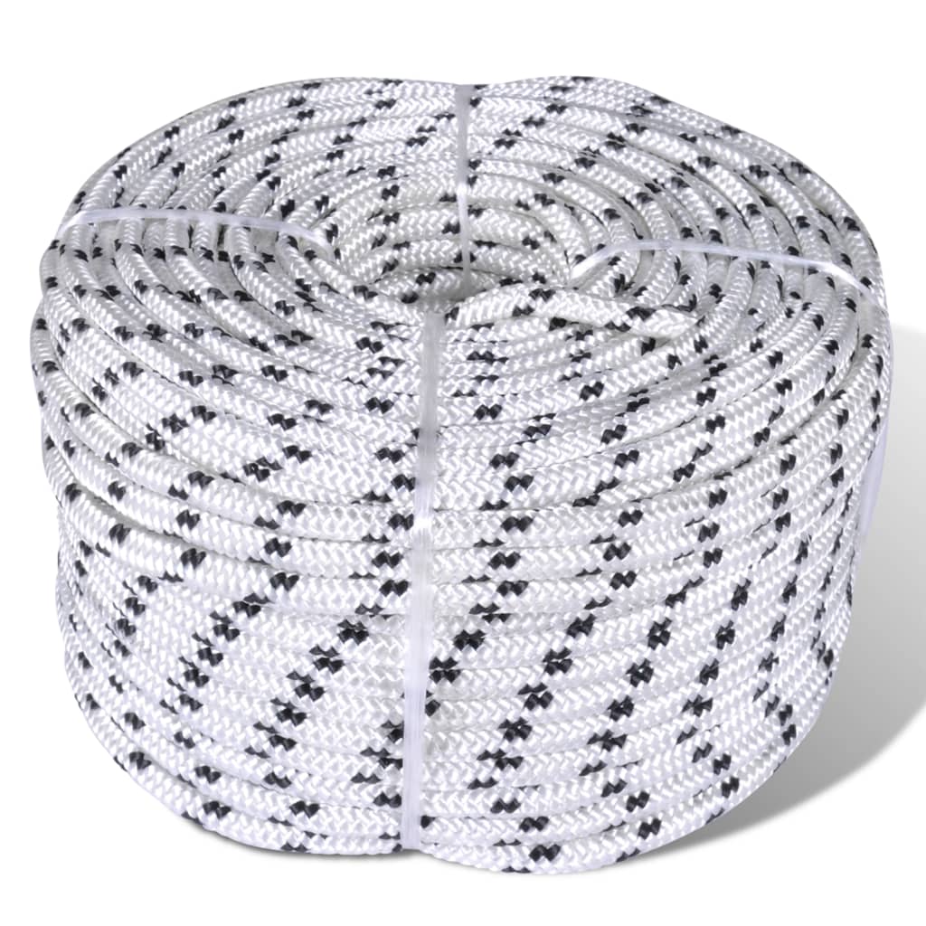 Vidaxl -Bootsseil, geflochten, 6 mm, 250 m, Polyester, weiß