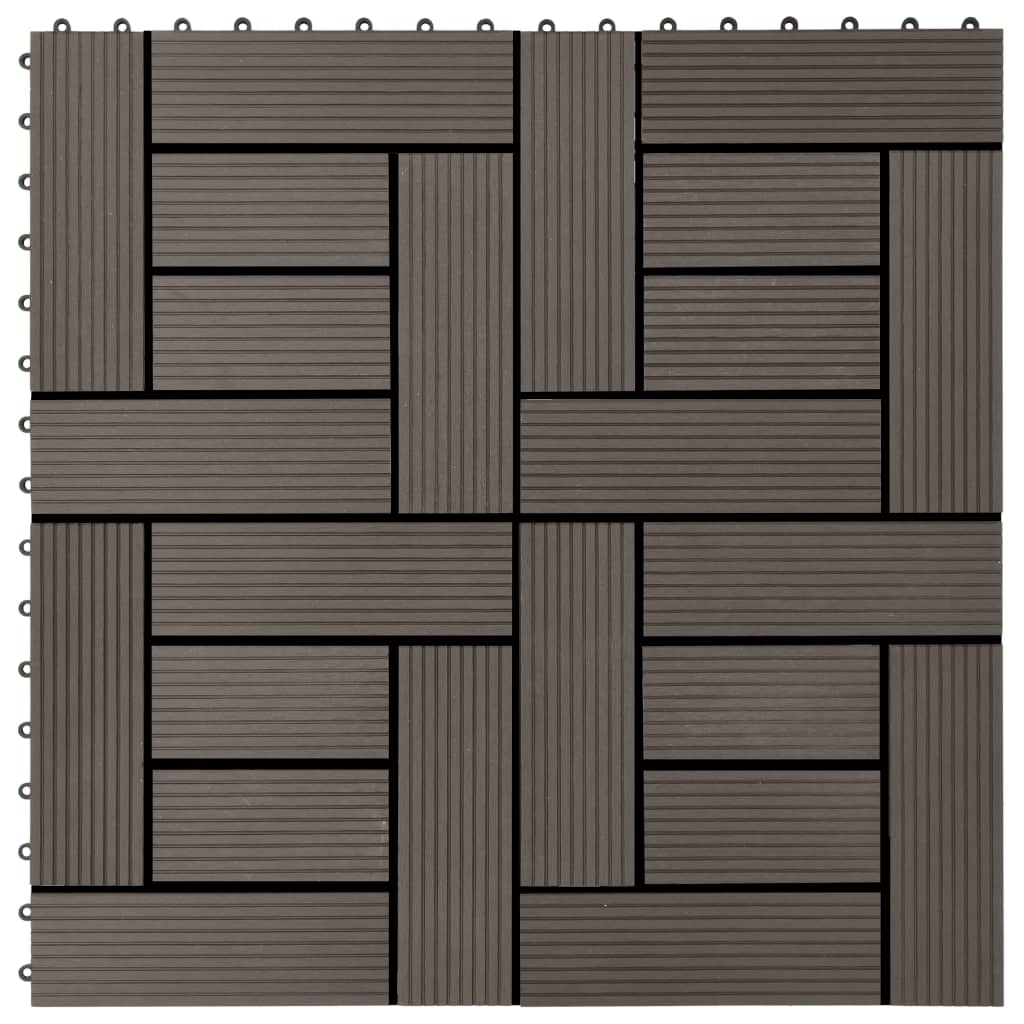 VidaXL Terrastegels 30x30 cm 1 m² HKC donkerbruin 11 st