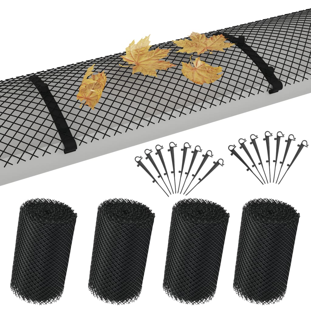 VidaXL 4-teiliges Dachrinnengitter mit Klemmen 1,08 m² HDPE
