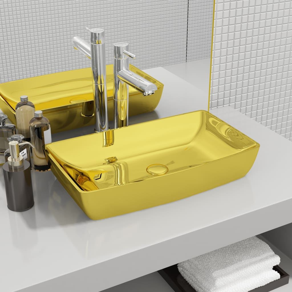 VIDAXL Waschtisch 71 x 38 x 13,5 cm Keramik, goldfarben