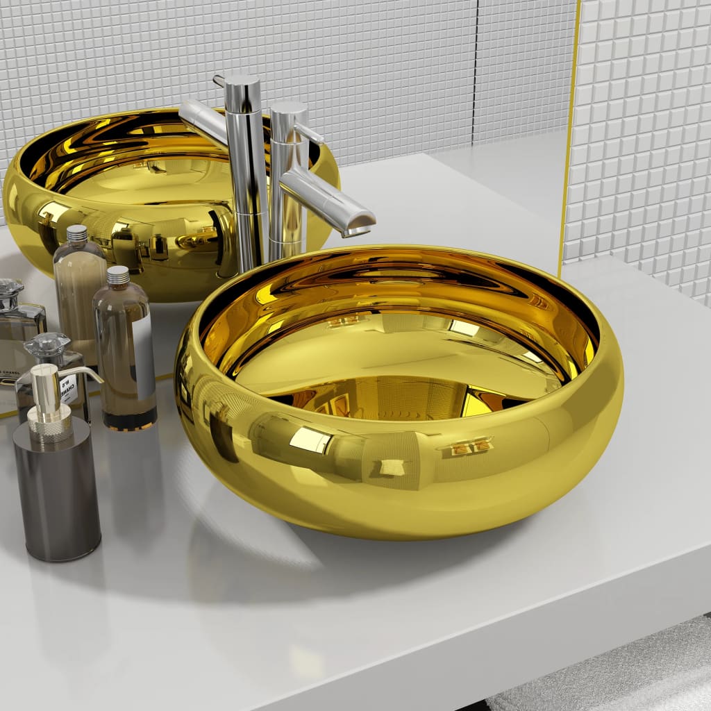 VIDAXL Waschtisch 40x15 cm Keramik Goldfarben