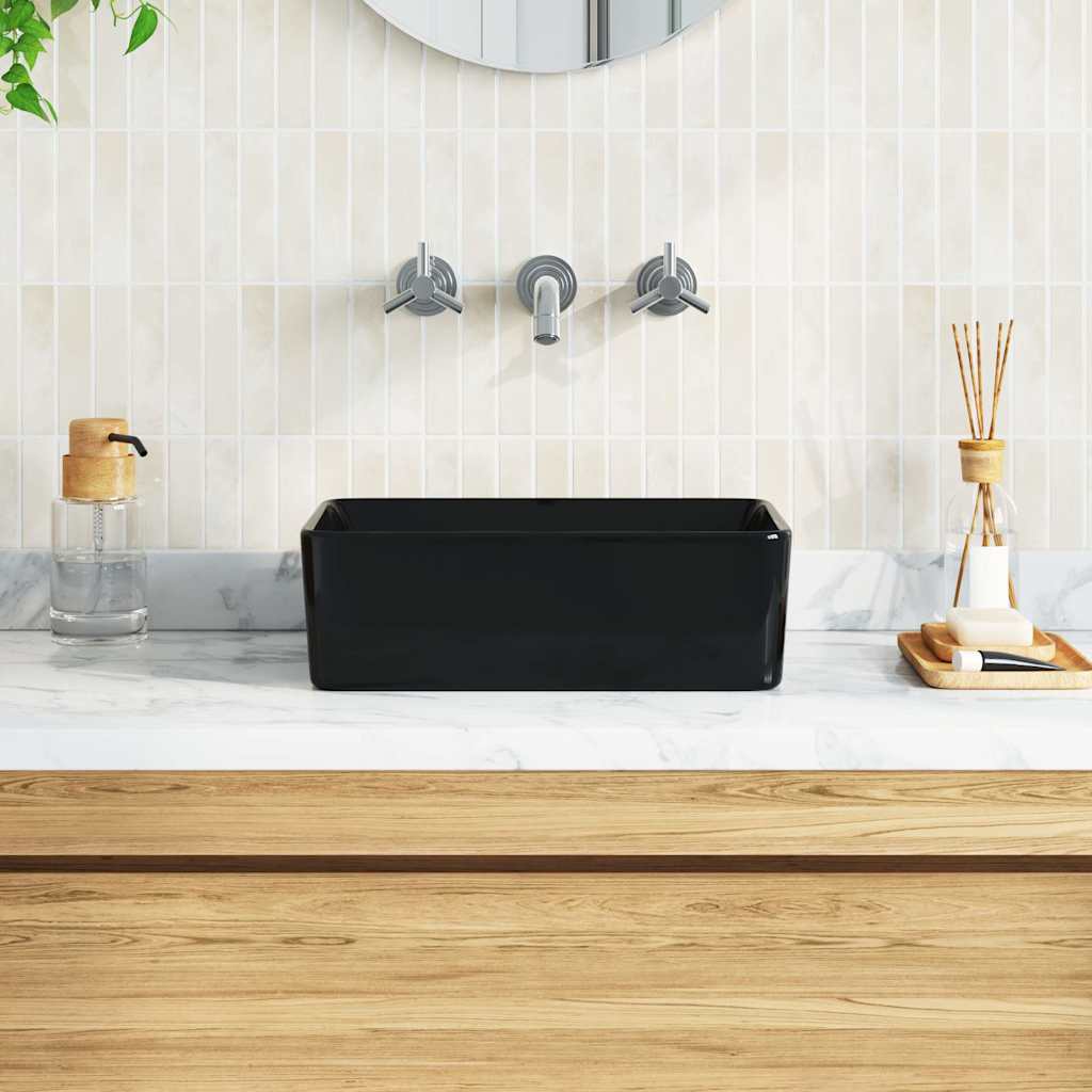 Vidaxl wastafel 40x30x13 cm keramiek zwart