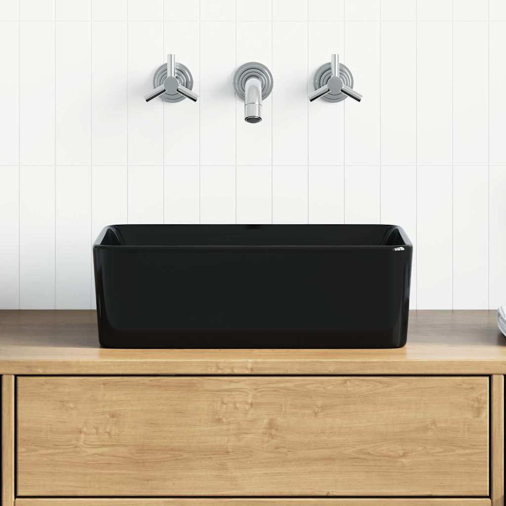 Vidaxl wastafel 40x30x13 cm keramiek zwart