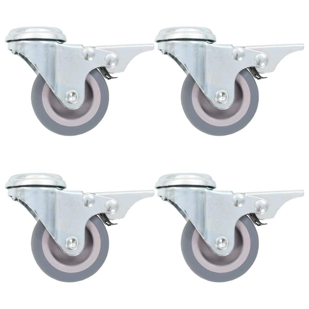 VidaXL Lenkrollen mit Bolzenlöchern und Doppelbremsen, 4 Stück, 50 mm