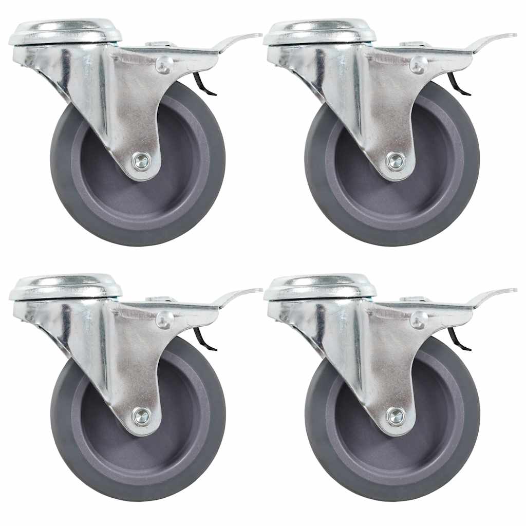 VidaXL Lenkrollen mit Bolzenlöchern und Doppelbremsen, 4 Stück, 75 mm