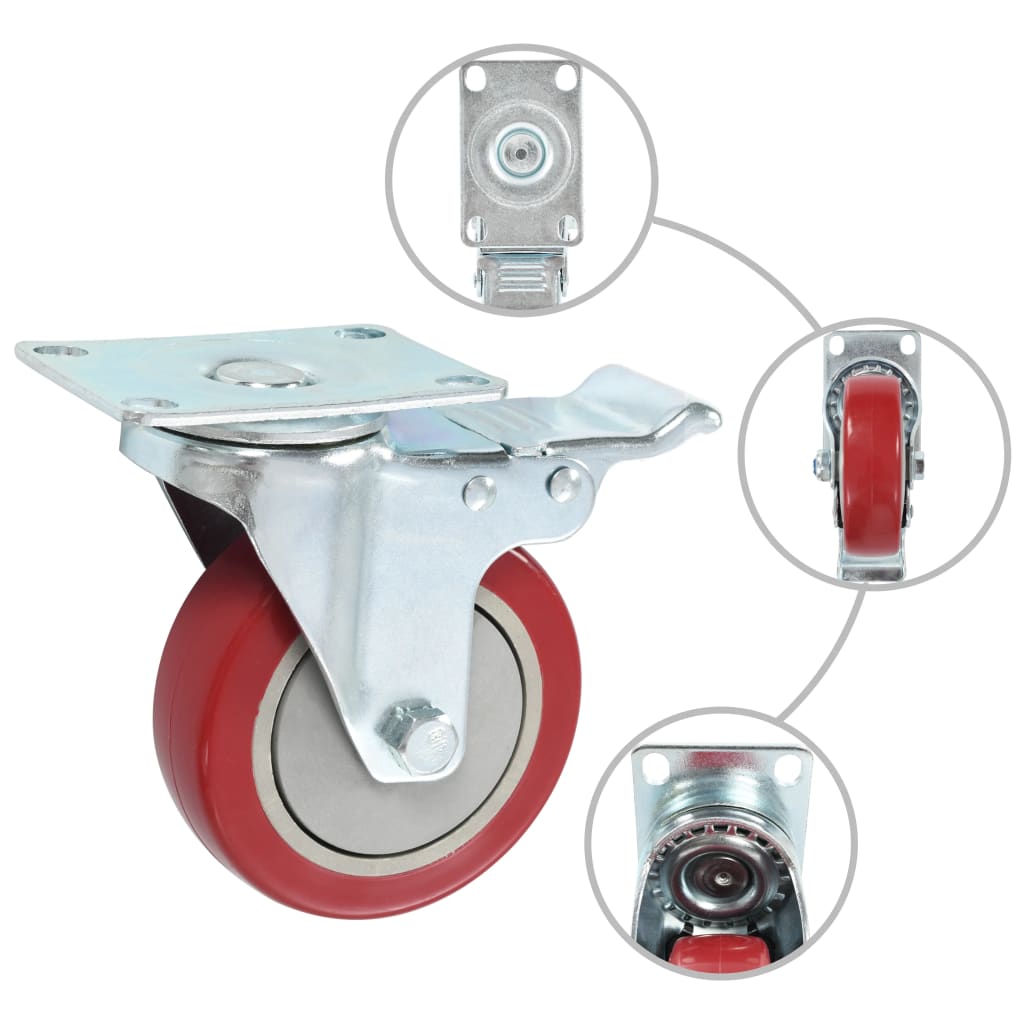 VidaXL Lenkrollen mit Doppelbremsen, 4 Stück, 100 mm