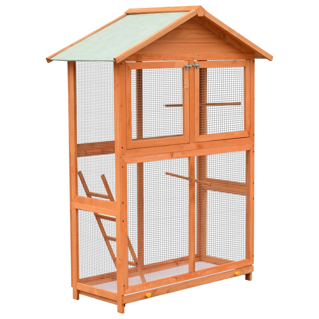 Vidaxl vogelkooi 125,5x59,5x164 cm massief grenen- en vurenhout