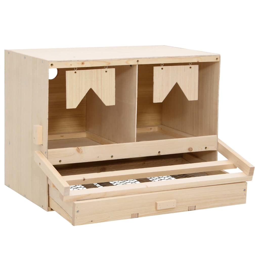 Vidaxl kippenlegkast 2 compartimenten 63x40x45 cm massief grenenhout