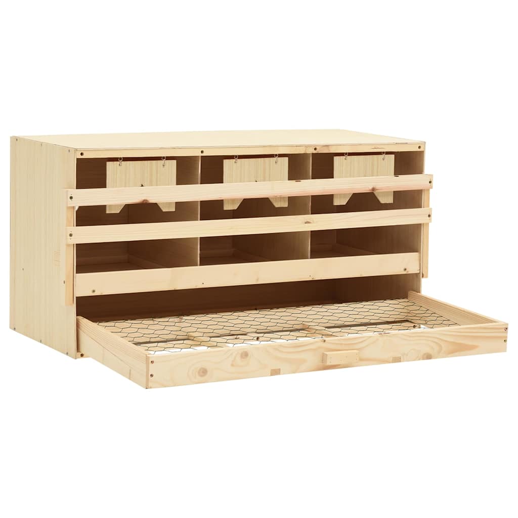 Vidaxl kippenlegkast 3 compartimenten 72x33x38 cm massief grenenhout