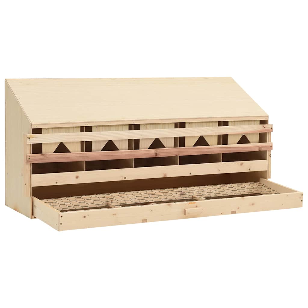 Vidaxl kippenlegkast 5 compartimenten 117x33x54 cm massief grenenhout