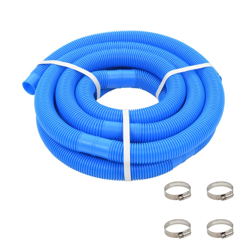 VidaXL Schwimmbadschlauch mit Klemmen 38 mm 6 m Blau