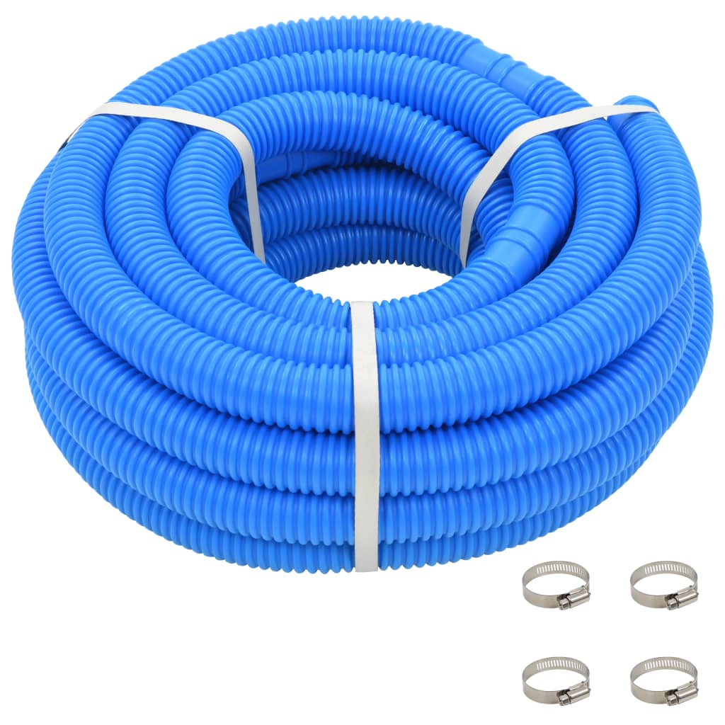 VidaXL Schwimmbadschlauch mit Klemmen 38 mm 12 m Blau