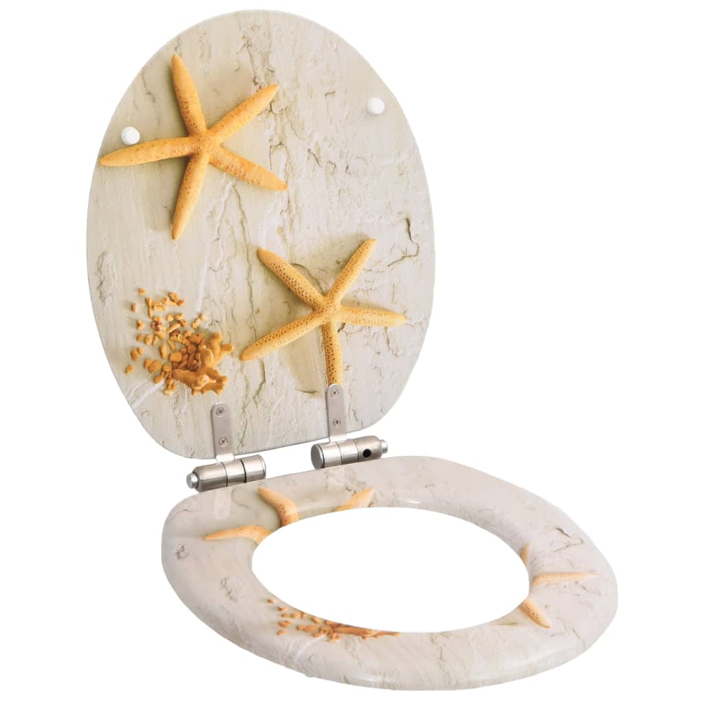 VidaXL WC-Sitz mit Soft-Close-Deckel, Seestern-MDF