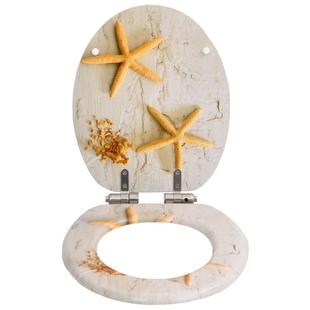VidaXL WC-Sitz mit Soft-Close-Deckel, Seestern-MDF