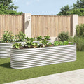 Vidaxl plantenbak verhoogd 320x80x81 cm gegalvaniseerd staal zilver