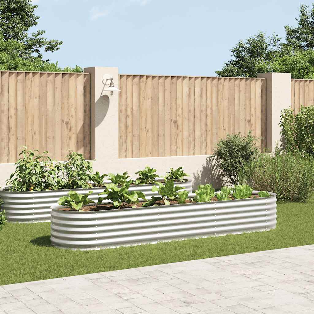 Vidaxl plantenbak verhoogd 320x80x44 cm gegalvaniseerd staal zilver