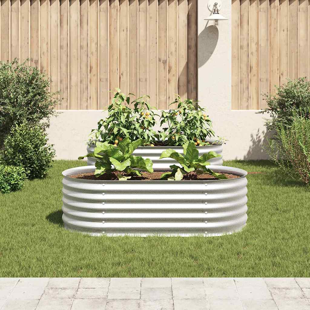 Vidaxl plantenbak verhoogd 160x80x44 cm gegalvaniseerd staal zilver