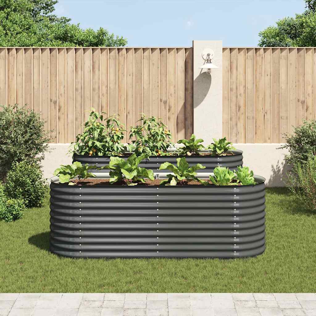 Vidaxl plantenbak verhoogd 240x80x81 cm gegalvaniseerd staal grijs