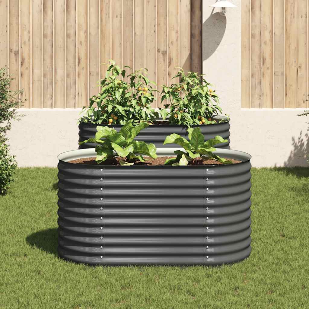 Vidaxl plantenbak verhoogd 160x80x81 cm gegalvaniseerd staal grijs