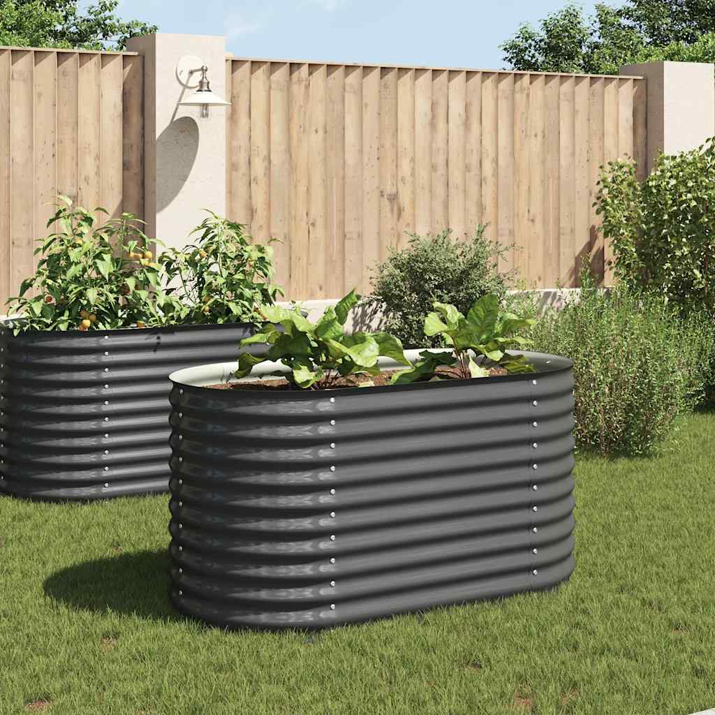 Vidaxl plantenbak verhoogd 160x80x81 cm gegalvaniseerd staal grijs