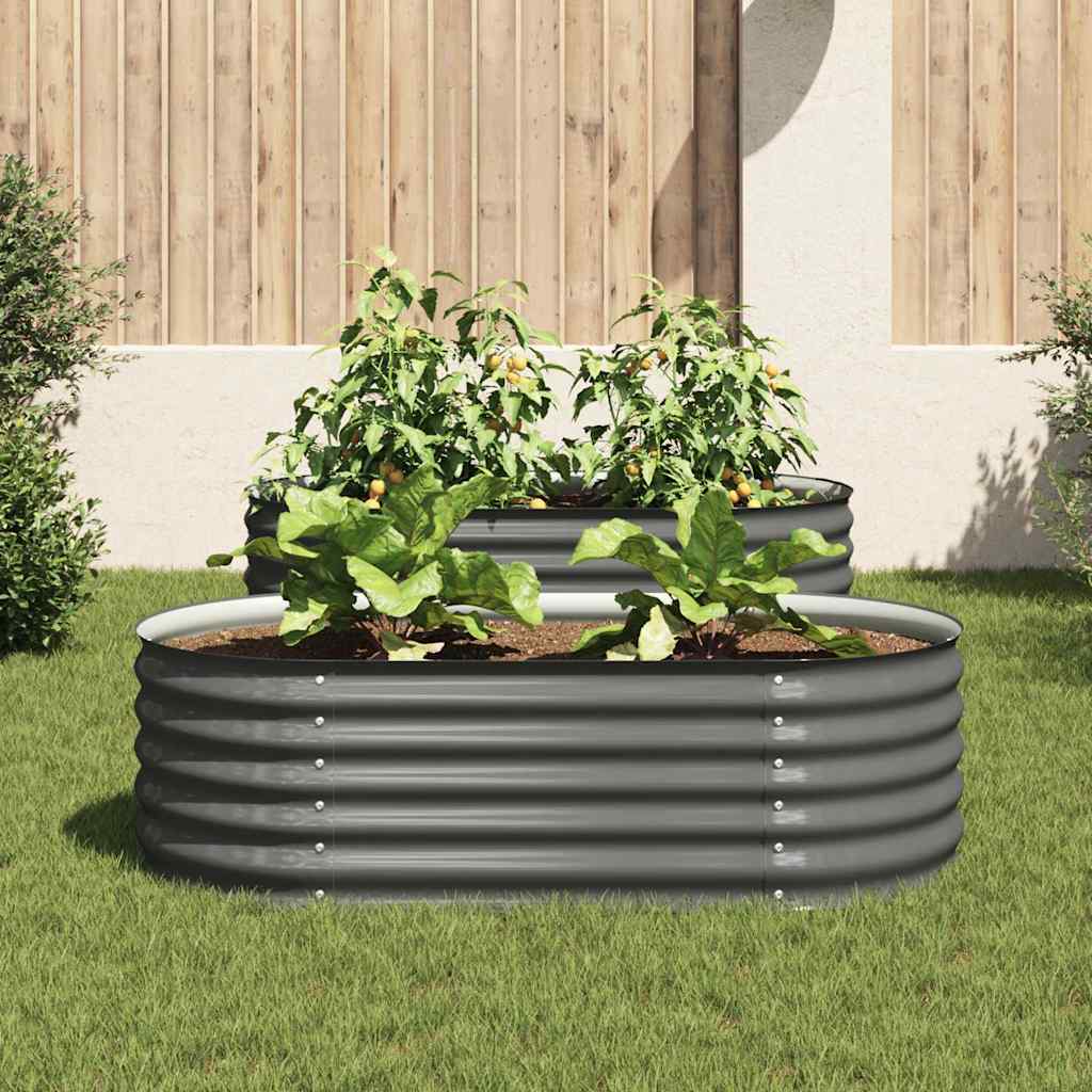 Vidaxl plantenbak verhoogd 160x80x44 cm gegalvaniseerd staal grijs