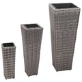 VIDAXL -Planzer erhöht 3 St. Poly Rattan Grau