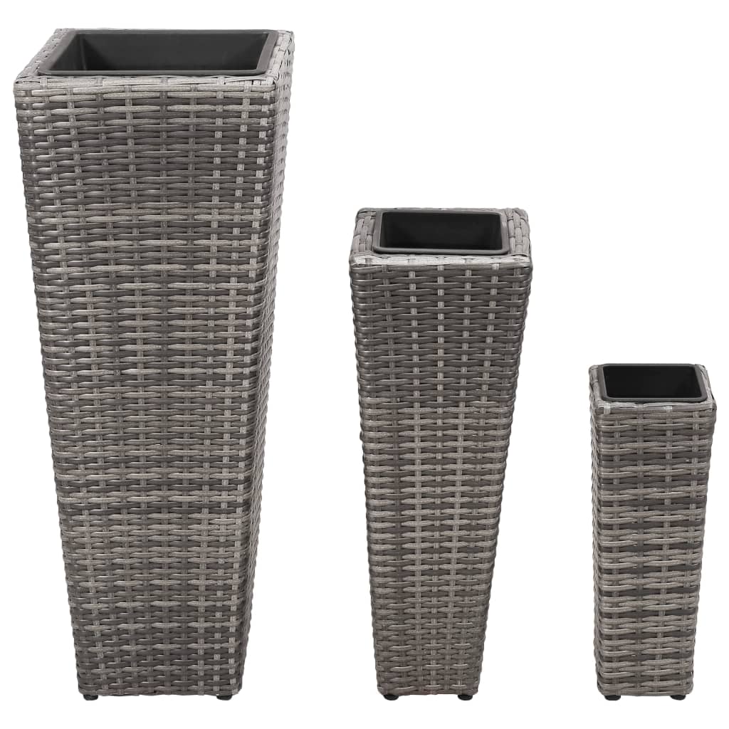 VIDAXL -Planzer erhöht 3 St. Poly Rattan Grau