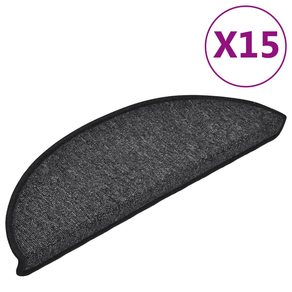 VidaXL 15 Treppenmatten 56x17x3 cm anthrazit