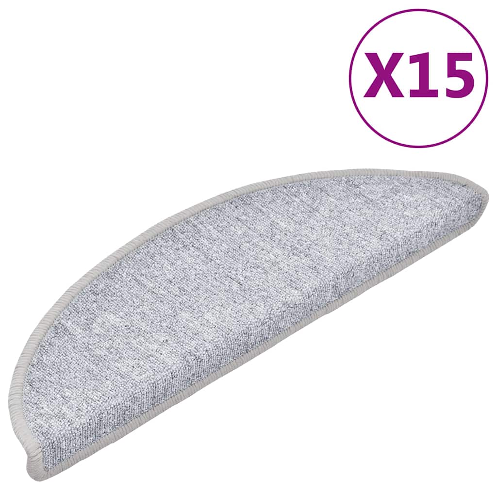 Vidaxl trapmatten 15 st 56x17x3 cm lichtgrijs halfrond