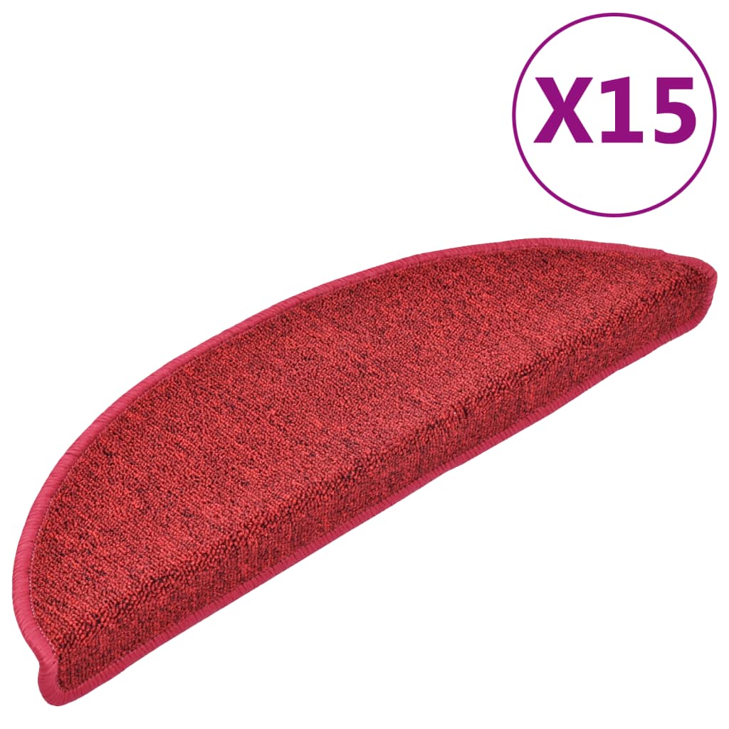 VidaXL 15 Treppenmatten 56x17x3 cm bordeauxrot