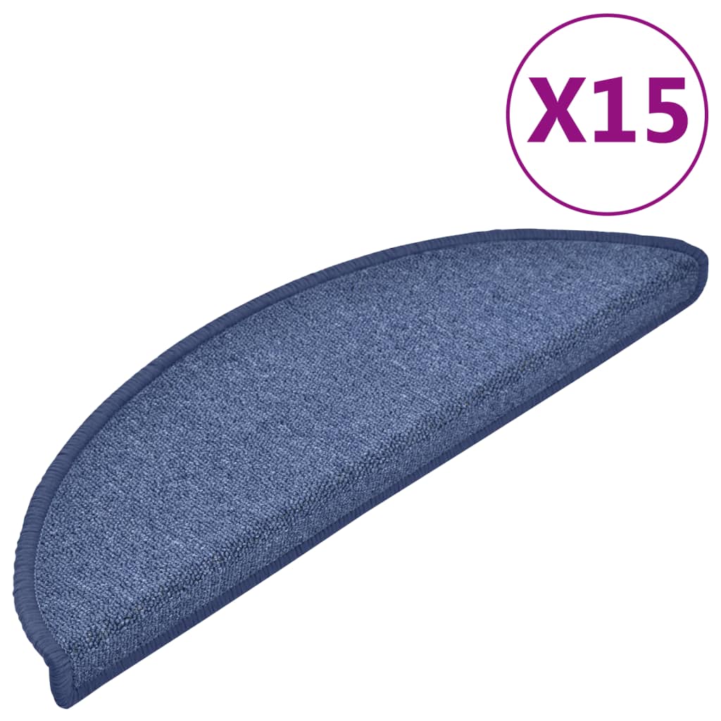 VidaXL 15 Treppenmatten 56x17x3 cm blau