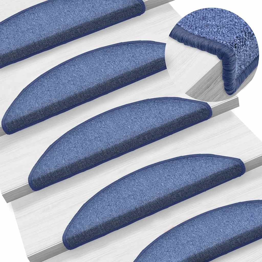Vidaxl trapmatten 15 st 56x17x3 cm blauw halfrond