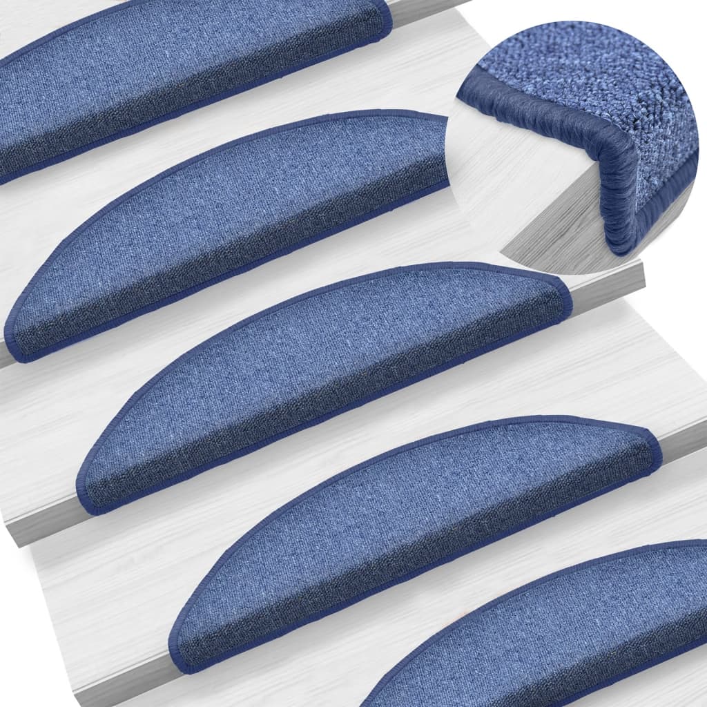 VidaXL 15 Treppenmatten 56x17x3 cm blau