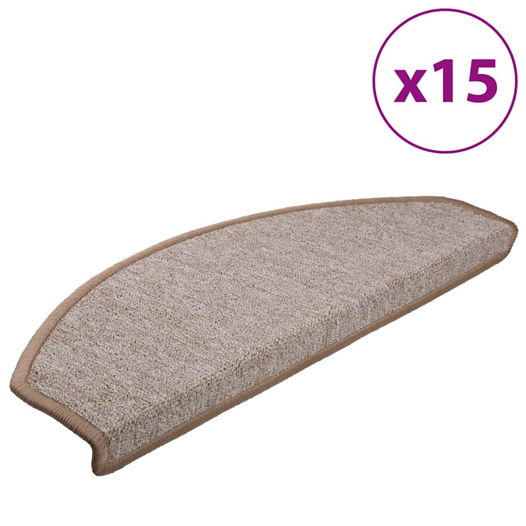 Vidaxl trapmatten 15 st 65x24x4 cm lichtbruin halfrond groot