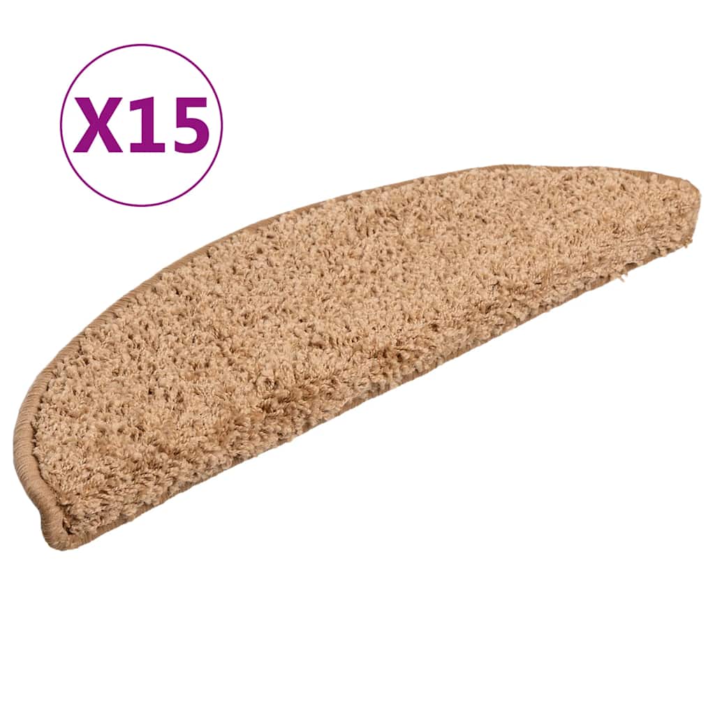 VidaXL -Treppenmatten 15 ST 56x17x3 cm Beige