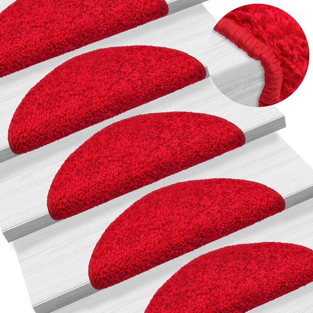Vidaxxl -Treppenmatten 15 ST 56x17x3 cm Rot