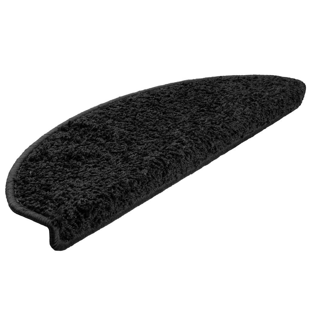 Vidaxl trapmatten 15 st 65x21x4 cm zwart halfrond groot