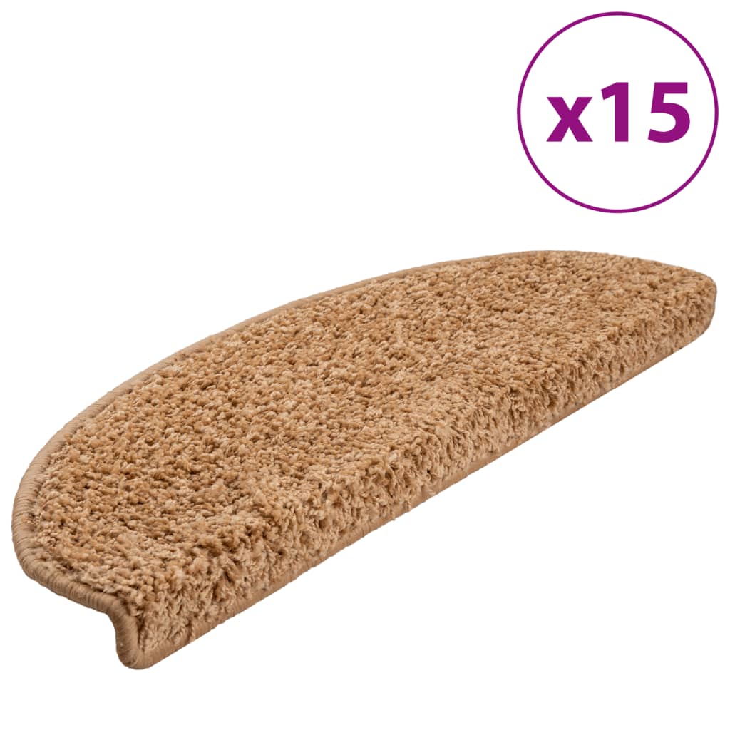 VidaXL -Treppenmatten 15 ST 65x21x4 cm Beige